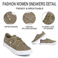 thumbnail image 3 of JENN ARDOR Women's Fashion Sneakers Classic Canvas Shoes Slip On Low Top Lace Up Casual Flats Perforated Lightweight Splicing Zipper Shoes, 3 of 9