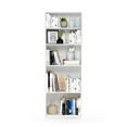 thumbnail image 4 of Furinno Jaya 5-Tier Book Shelf with Adjustable Shelves, White Bookshelf, Bookcase, 9.5 x 24.5 x 71.2, for Living Room, Bedroom, Home Office, Plain White, 4 of 5