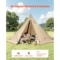 thumbnail image 2 of VEVOR Hot Tent for 4-6 Persons, Portable Winter Tipi Tent with Stove Jack, Waterproof Canvas Camping Tents, Lightweight 4 Season Shelter Tents for Hiking Fishing Backpacking, L Size, 2 of 9