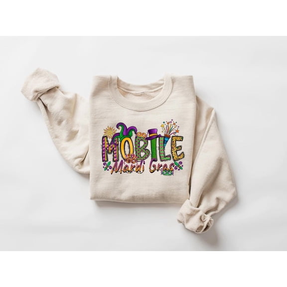 Mobile Mardi Gras Sweatshirt, Mardi Gras Sweatshirt, Mobile AL Mardi Gras Shirt, Women Mardi Gras Costume, New Orleans Shirt Tshirt All Size S-5XL