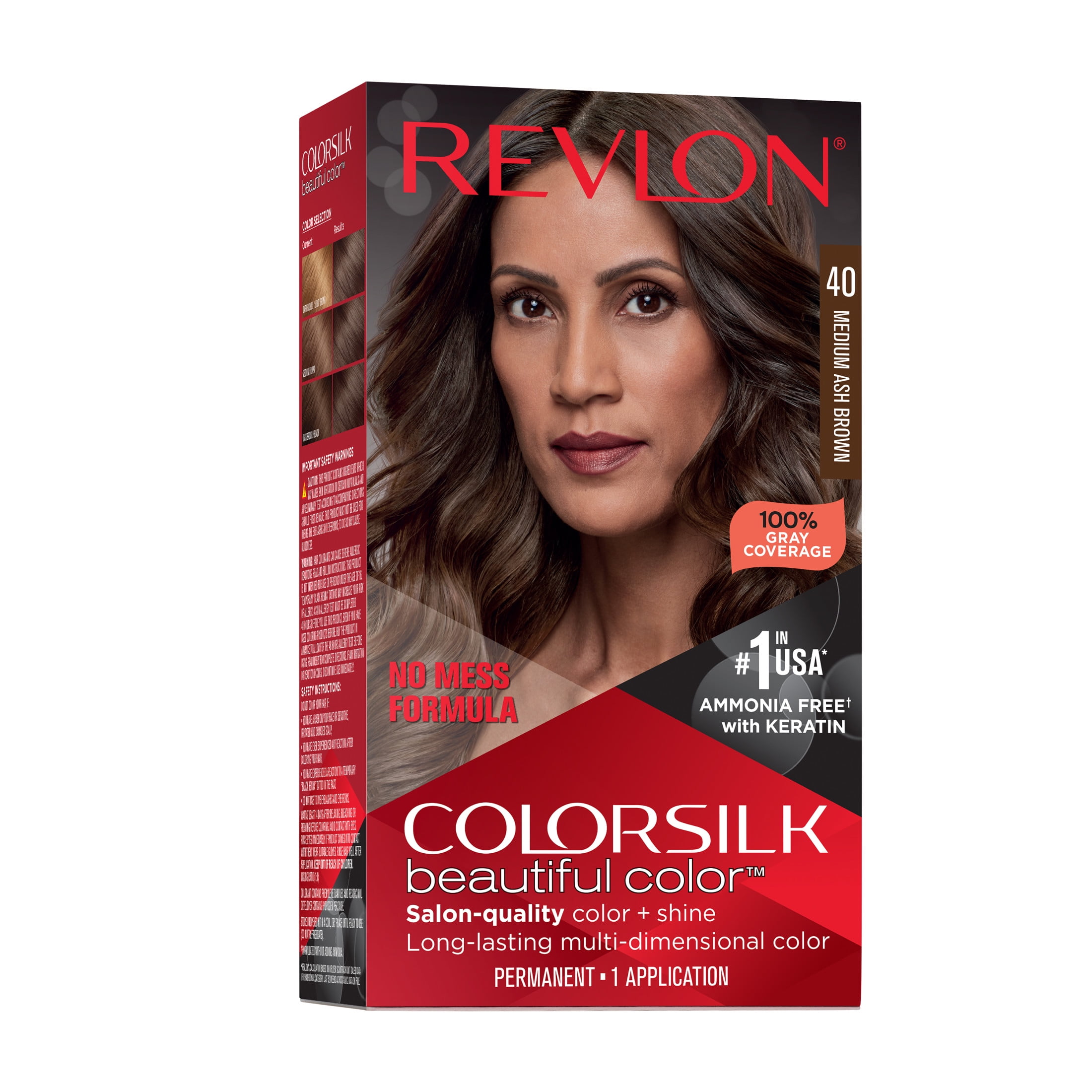 (3 pack) Revlon ColorSilk Permanent Hair Color, Bond Repair Complex, 40 Medium Ash Brown, 1 pack  (图3) (3 pack) Revlon ColorSilk Permanent Hair Color, Bond Repair Complex, 40 Medium Ash Brown, 1 pack  (图3)