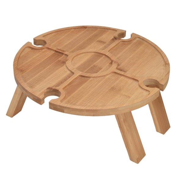 YAHHU Compact Folding Wine Table – Portable Wooden Picnic Table with Built‑in Glass Holder, Ideal for Hiking, Camping & Outdoor Dining