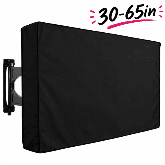 Gaoxin 600D Black Outdoor TV Cover, 30-65 inch, Universal for Flat Screen, Weatherproof and Waterproof