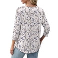 thumbnail image 6 of Womens Crew Neck Shirts 3/4 Sleeve Blouses Tunics Top Floral Printed Shirts Fashion 2026 Basic Tops Going Out Outfits Y2K Clothes, 6 of 7