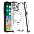 thumbnail image 3 of For Apple iPhone 15 /6.1" Brushed Armor Rugged Hybrid with Invisible Magnetic Circle Kickstand Shockproof Hard PC Protective Cover ,Xpm Phone Case [ SIlver ], 3 of 6