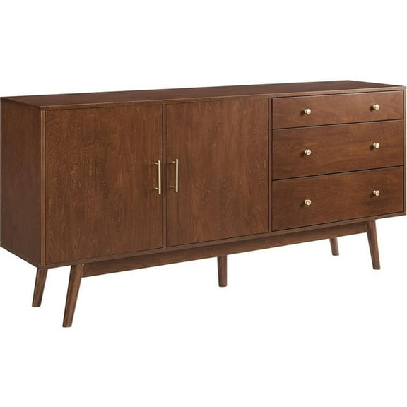 Pemberly Row 70" 3-Drawer Mid-Century Engineered Wood Sideboard in Walnut