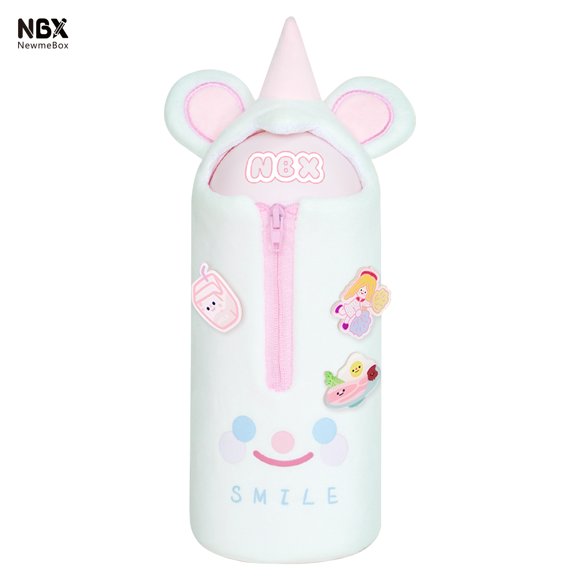 NBX Trousse à Crayons en Peluche Adorable avec Mini Sac Détachable, Grande Capacité pour 40 Stylos, Inclut 3 Broches Aléatoires, Parfait pour Enfants et Étudiants