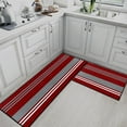 thumbnail image 3 of Burgundy Stripes Home Kitchen Rugs and Mats Non Skid Washable Set of 2, Red Grey Lines Kitchen Mats for Floor, Abstract Geometric Kitchen Runner Rug, Vintage Kitchen Decor, 3 of 6
