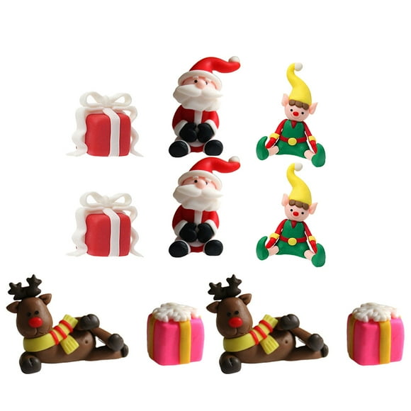 10pcs Polymère Argile de Noël Ornements Gâteau Gâteau Toppers Insert Gâteau Décoration Pics Fête de Noël Faveurs