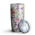 thumbnail image 2 of Watercolor Rose 20oz Tumbler Stainless Steel Double Wall Vacuum Insulated Coffee Mug Travel Cups for Wife Mom Daughter Sister Friend Coworker, Metal Straws and Brush, 2 of 7
