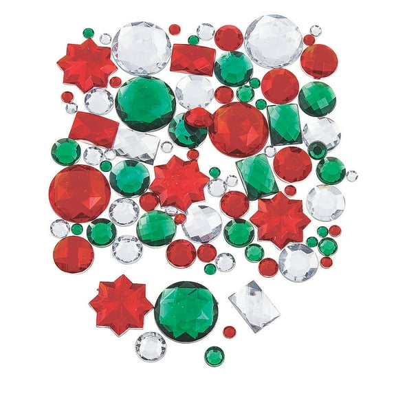 Christmas Jewel Assortment (100Pc) - Craft Supplies - 100 Pieces