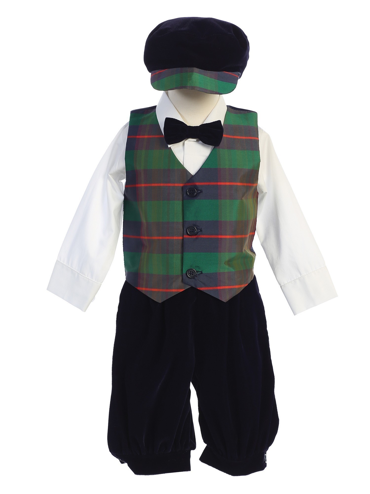 Black Plaid Velvet 5pc Knickers Christmas Outfit