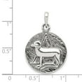 thumbnail image 2 of White Sterling Silver Charm Pendant 29 mm 19 Polished Antique Finish Aries Horoscope, 2 of 2