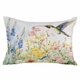 thumbnail image 2 of Floral Hummingbird Throw Pillow Covers, Spring Watercolor Flowers Soft Breathable Pillow Cases with Invisible Zipper for Sleeping, Standard Pillowcases for Couch Bed Sofa Chair 20x26 Inches, 2 of 6