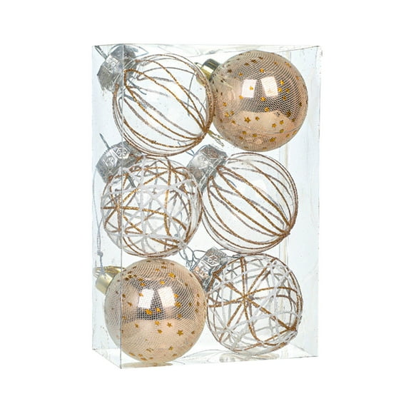 hulanddfd Christmas Tree Ornaments - Set of 6pcs Rose Gold Shatterproof Hanging Balls 6cm/2.36" Christmas Balls Decorations for Xmas Tree and Holiday Wedding Party