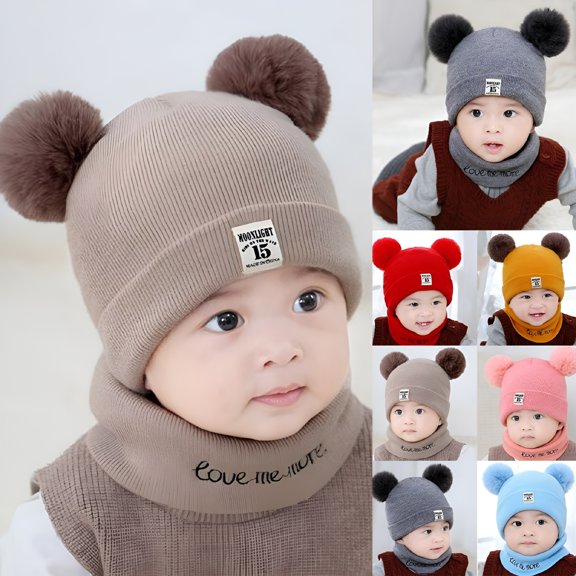 TELOLY Winter Hats for Toddlers, Cute Knit Beanie for Girls & Boys, Outdoor Indoor Windproof Warm Wool Hat for Baby Toddler