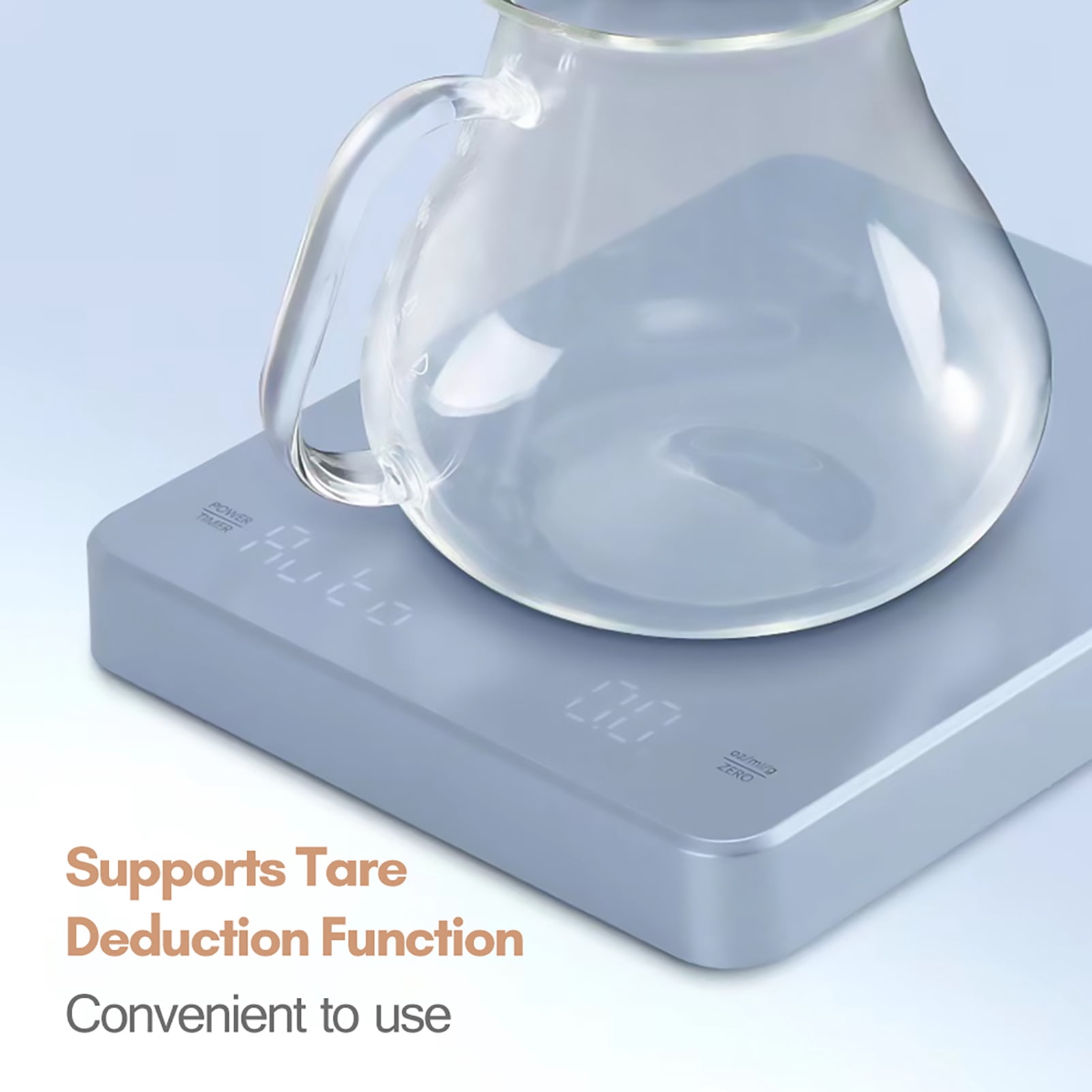 YAHHU High Precision Digital Coffee Scale with Built-In Timer and LED Display, USB Type-C Rechargeable Espresso Scale, 3000g / 6.6 lbs Max Weighing, 0.1g Accuracy, Measures in oz/ml/g, Light Blue
