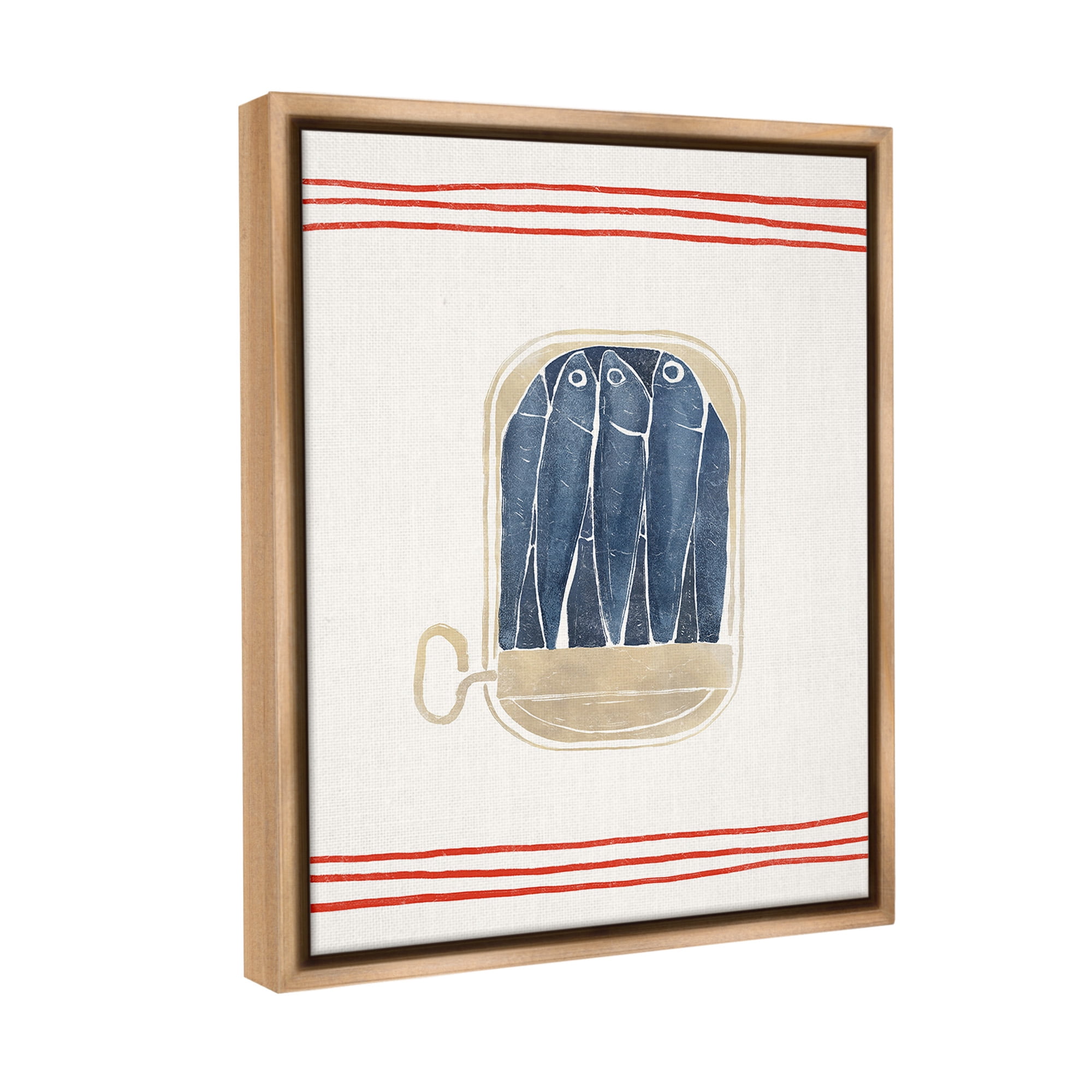 Stupell Industries Minimal Canned Sardines Animals & Insects Painting Brown Floater Framed Canvas Art Print Wall Art, 17 x 21