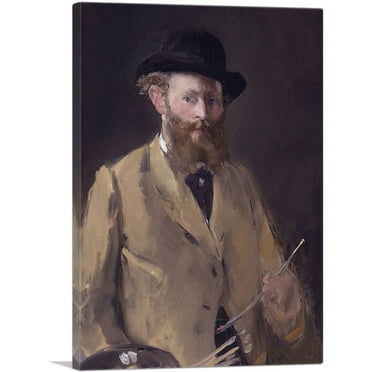 ARTCANVAS Self-Portrait with Palette 1879 Canvas Art Print by Edouard Manet - Size: 26" x 18" (0.75" Deep)