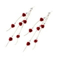 thumbnail image 2 of Pendientes colgantes Yinane florales de moda Con dijes para mujer fiesta de cumpleaños Rojo, 2 of 8
