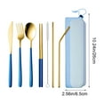 thumbnail image 2 of Portable Stainless Steel 7 Piece Cutlery Set With Storage Case For Outdoor Camping Includes Knife Fork Spoon Chopsticks Straws And Cleaning Brush Travel Friendly, 2 of 6