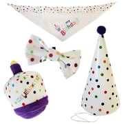 Birthday Hat, Bow Tie, Decoration and a Plushie Cake Toy Set for Puppies and Dogs