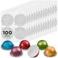 thumbnail image 1 of Tapas de aluminio para cápsulas reutilizables CAPMESSO Vertuo, 100 unidades/paquete, 1 of 6