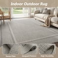 thumbnail image 3 of SIXHOME Outdoor Rugs 6'x9' Patio Rug Modern Bordered Indoor Outdoor Rugs Polypropylene Washable Non Shedding, Easy Clean, Waterproof, Durable Outdoor Carpet for Porch Balcony Deck Neutral Gray, 3 of 8