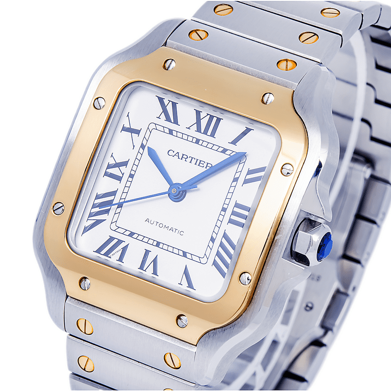 Pre-Owned CARTIER SANTOS W2SA0007 SILVERED OPALINE DIAL