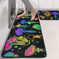 thumbnail image 2 of Kitchen Rugs Sets Of 2,Colorful Mushroom Star Black Pattern Anti Fatigue Kitchen Mat Rugs Non Slip Washable,Decorative Kitchen Floor Mats for Kitchen,Sink,Laundry,17"x47"+17"x47", 2 of 5