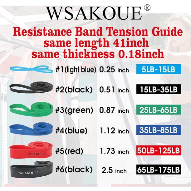 Bandes élastiques de résistance, 15 pièces 200 Lbs, bandes de