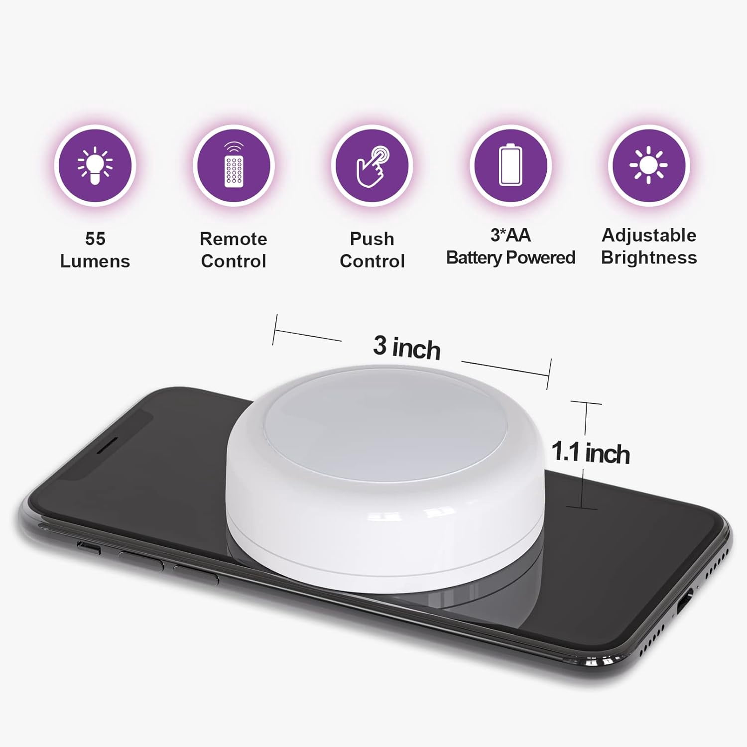 JJEAN-Battery Operated LED Puck Lights with Remote RGB 13 Color Changing Wireless Stick On Closet Push Lights Under Cabinet Lighting with Dimmable & Timing Function for Xmas Decor