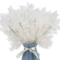 SOFTGAS 20 Pcs Christmas Tree Picks Sprays 10.4" Glitter Artificial Pine Needles Branches Twigs Fake Pine Stems Picks for Xmas Tree Holiday Arrangement Crafts DIY Garland Wreath Home Decor (White)