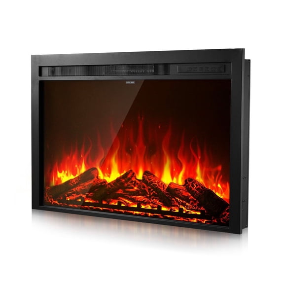 Electric Fireplace Insert 40 Inch, Recessed & Wall Mounted, Adjustable Flame & Heat, 8H Timer, 5000BTU Indoor Heater, Black