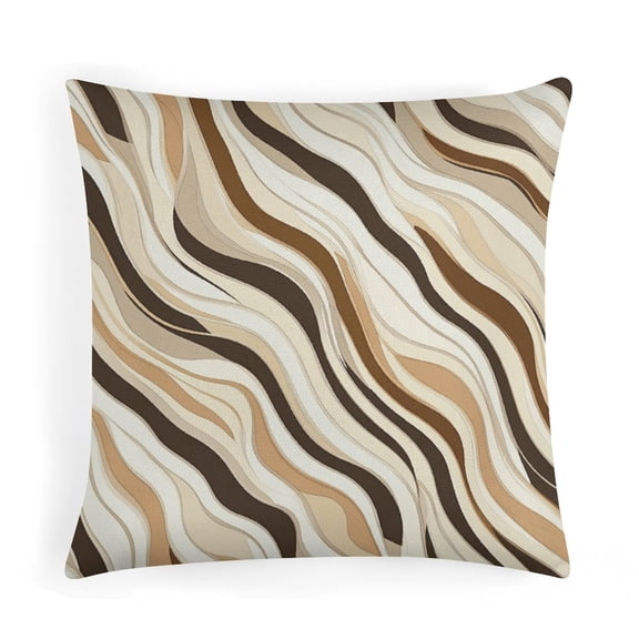 Modern Abstract Grey And Brown Striped Pillowcase 16"x16" Mid Century Modern Throw Pillow Covers Decorative Floral Linen Pillow Cover Outdoor Cushion Covers for Couch Bed Home Decor