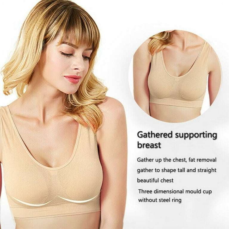 FIEWESEY Sports Bras for Women Seamless Sports Bra High Impact Bralette Running Yogo Workout Vest Outdoor XXL Flesh colored