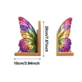 thumbnail image 3 of Butterfly Wing Bookend, Decorative Acrylic Book Ends, Sturdy Wooden Base Book Holder For Shelf Desktop Reading Home Office Decor(Yellow-7.87"), 3 of 4