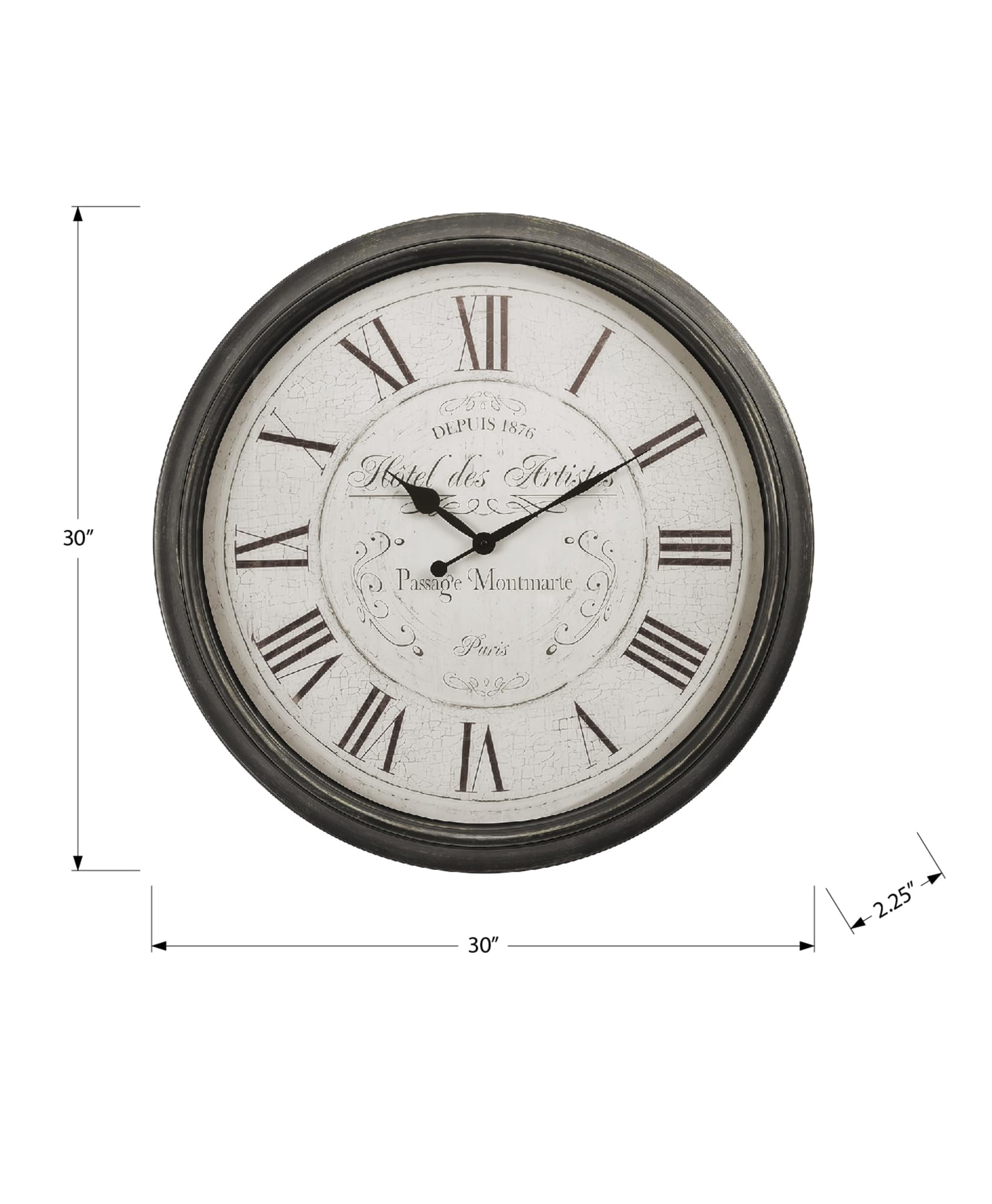 Clocks - 30" Round - Large Oversized - Wall Clock - Brown - Transitional