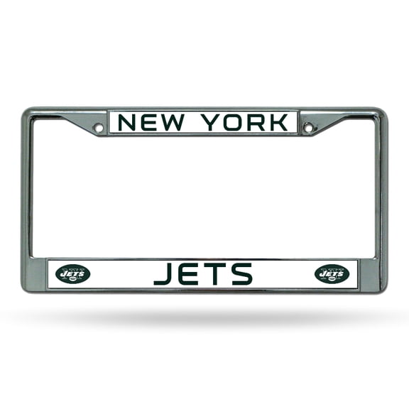 New York Football Jets - 12" x 6" Standard Size - Chrome Metal License Plate Frame