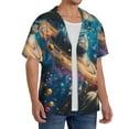 thumbnail image 2 of Balery Colorful Planet Universe Camisa Casual de Manga Corta con Botones para Hombre, Texturizada, Estilo Cubano, para Playa, Verano-Large, 2 of 5