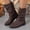 Brown, variant on YOUYEDIAN Boots for Women Low Block Heel Versatile Mid Calf Comfy Fashion Double Buckle Deco Boots Outdoor Casual Round Toe Shoes