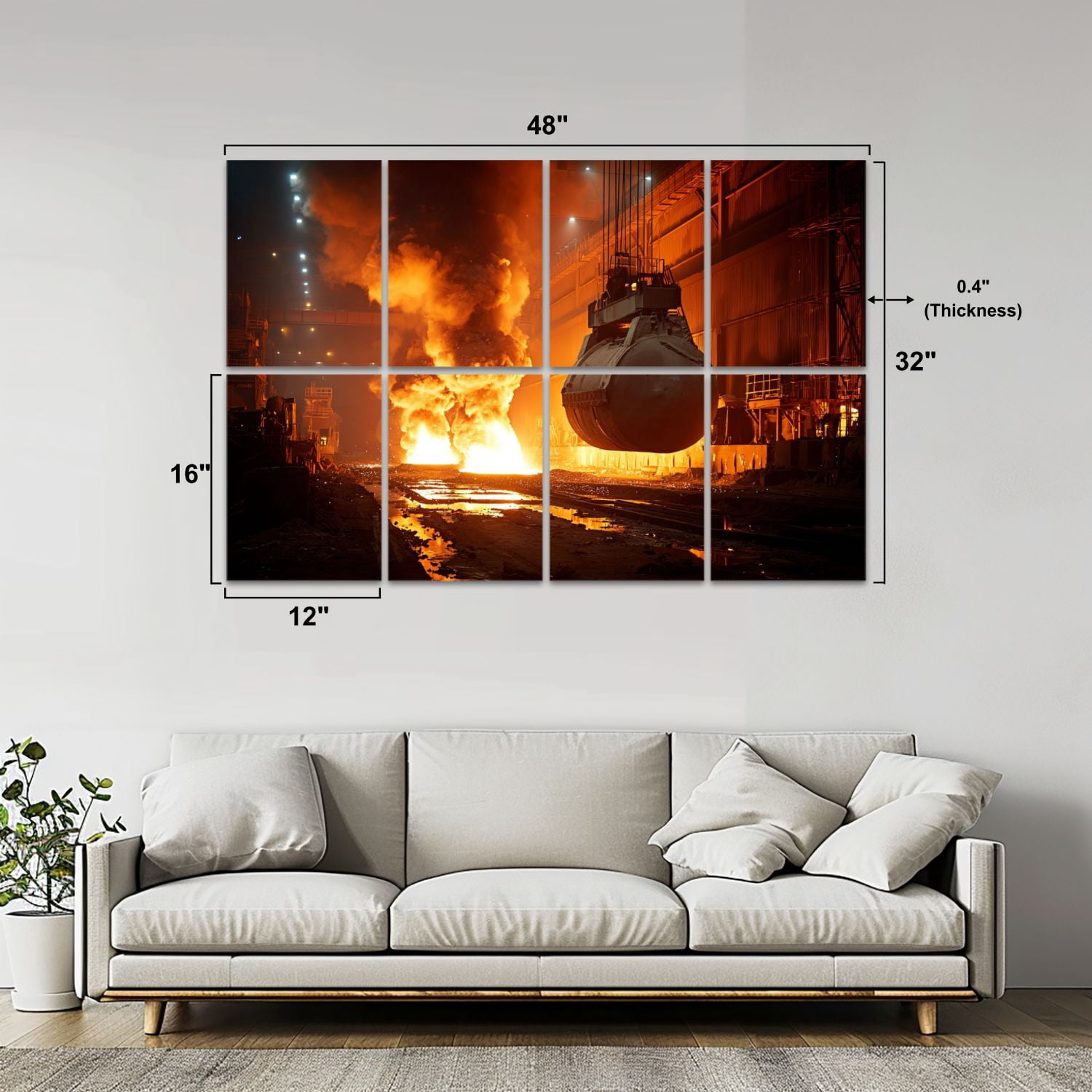 8 Pack Art Acoustic Panels Sound Absorbing Metal smelting furnace steel mills Decorative Soundproof Wall Panels Self Adhesive for Nursery Game Room Bedroom 48"x32"