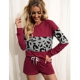 thumbnail image 4 of Uniexcosm Women's Loungewear Set Long Sleeve Tops and Shorts Sleepwear, 4 of 10