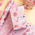 thumbnail image 3 of HOMERAL Reversible Baby Shower Wrapping Paper Roll -Metallic Foil Colorful Unicorn & Floral with Pink Heart Newborn Baby for Baby Shower,Girls,Birthday-17 Inch X 32.8 Feet, 3 of 7