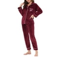 thumbnail image 4 of Unique Bargains Women’s Flannel Pajama Sleepwear Button Down Pj Lounge Sets, 4 of 5