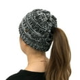 thumbnail image 2 of HAWEE Womens Ponytail Beanie Hat with Button for Mask, Criss Cross Winter High Messy Bun Beanie Hat with Ponytail Hole, 2 of 3