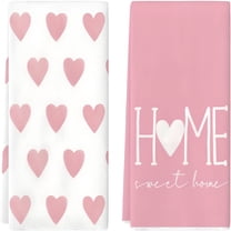 AUQ Pink Heart Love Home Sweet Home Mother's Day Kitchen Towels Dish Towels,18x26" Anniversary Wedding Decoration Hand Towels Set of 2