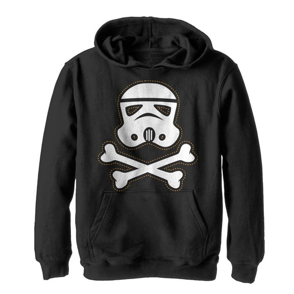 Boy's Star Wars Halloween Stormtrooper Crossbones  Pull Over Hoodie Black Large