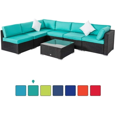 Kinbor 7pcs outdoor patio furniture cheap sectional pe wicker rattan sofa set