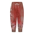 thumbnail image 4 of 2DXuixsh Pantalons pour Femmes Pantalons de Survêtement Capris pour Femmes Pantalons Imprimés Bas Joggers à Cordon pour Entraînement Yoga Course Pantalons Rouges Taille G, 4 of 5